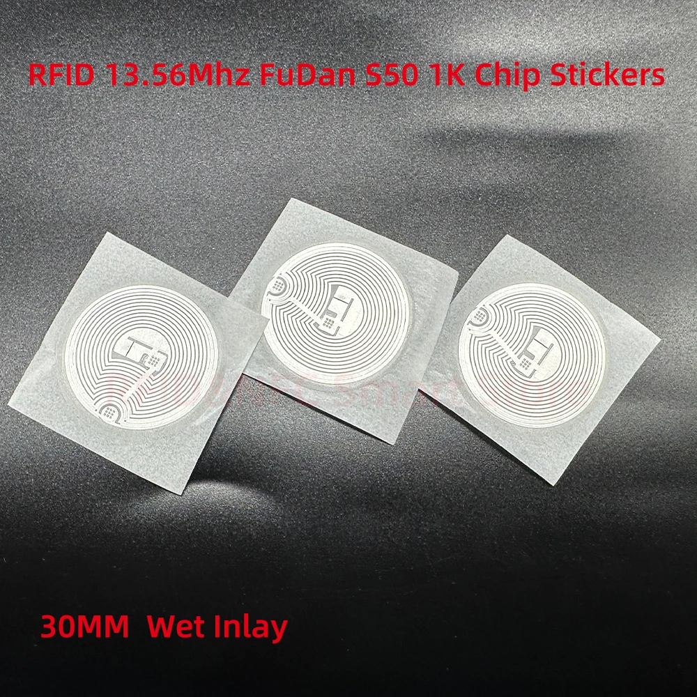 10pcs RFID S50 Smart Tag 14443A Mi F08 Classic 1K EV1 S50 Wet Inlay Sticker F08 1024 Bytes Lable RFID Tags for Andriod NFC Phone
