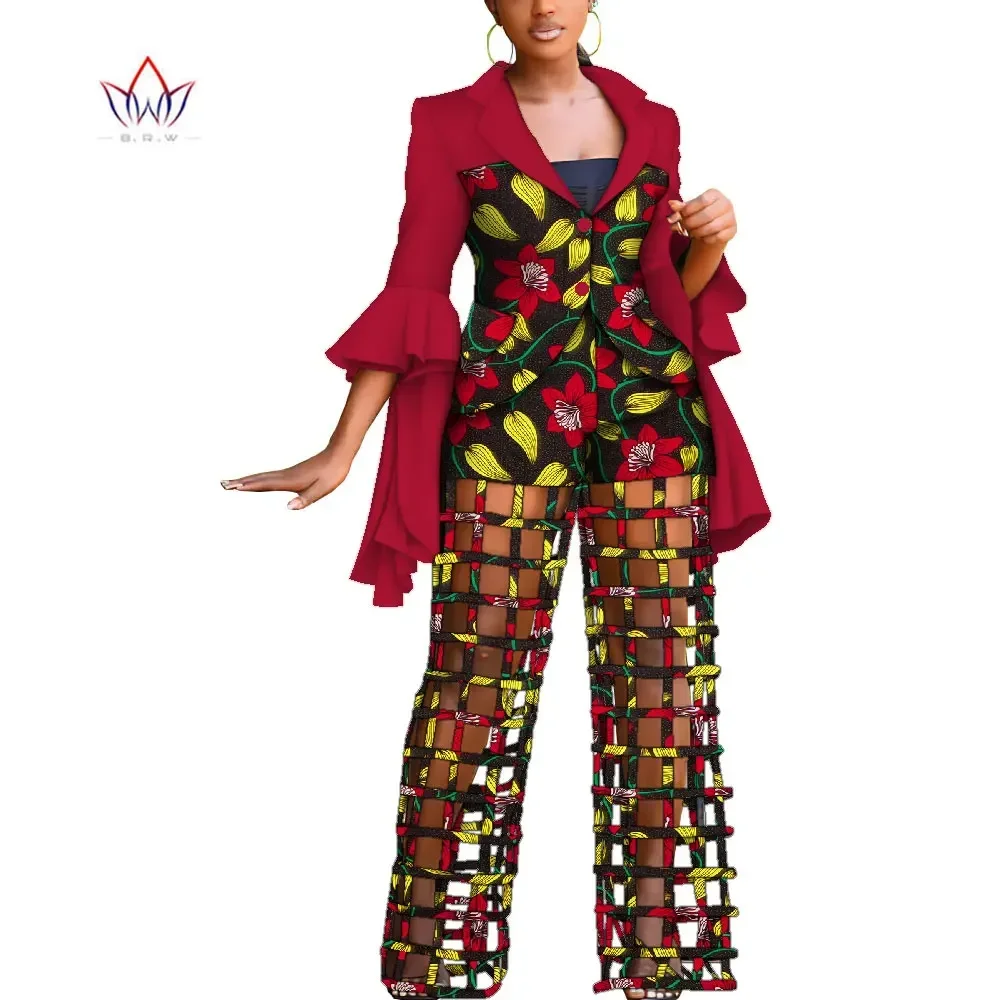 

African Print Blazer and Pants Sets for Women Riche Dashiki Traditional African 2 Pieces Pants Sets Women Suits Clothing WY9869