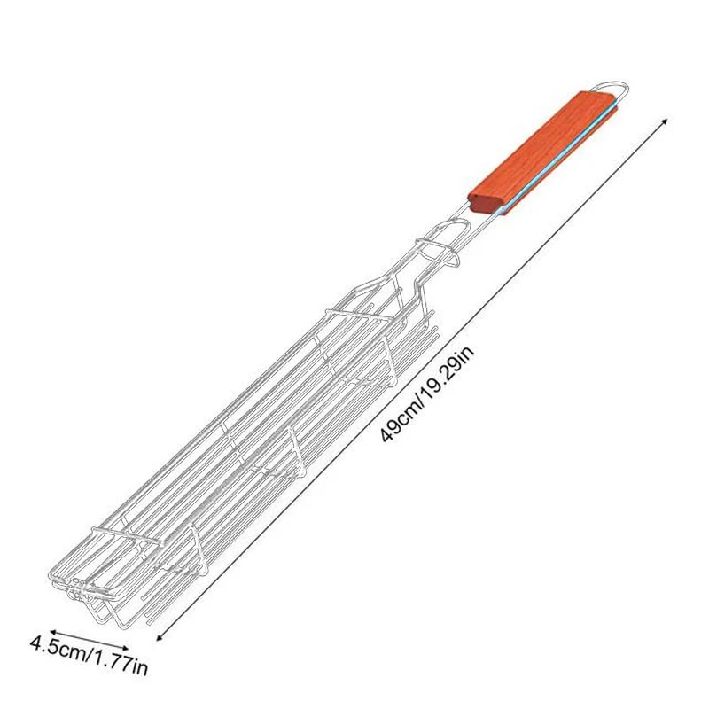 Portable BBQ Grilling Basket Stainless Steel Nonstick Barbecue Grill Basket Tools Grill Mesh for Meat Hamburger Barbecue Tools