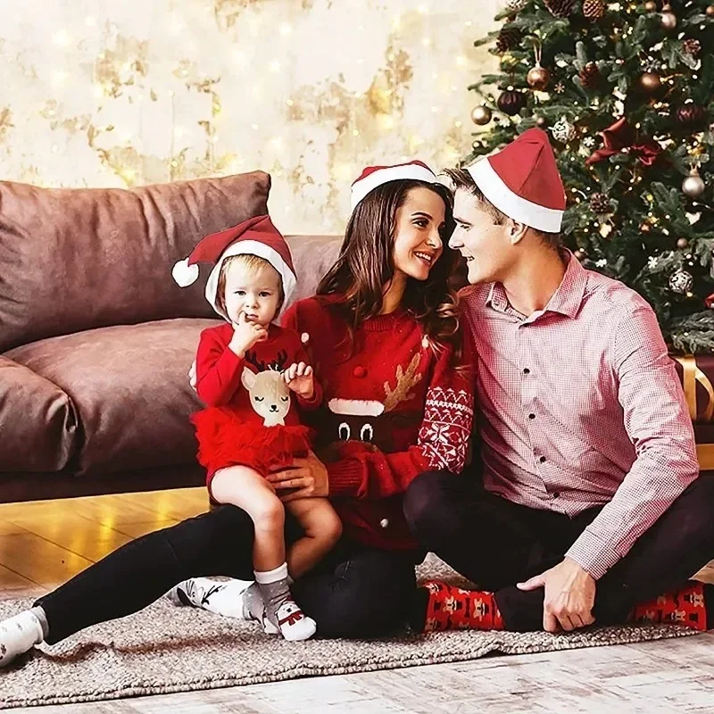 Adults Kids Christmas Hats Non-woven Fabric Santa Claus Xmas Hats Merry Christmas Home New Year Gifts Festive Party Supplies christmas beanie hat