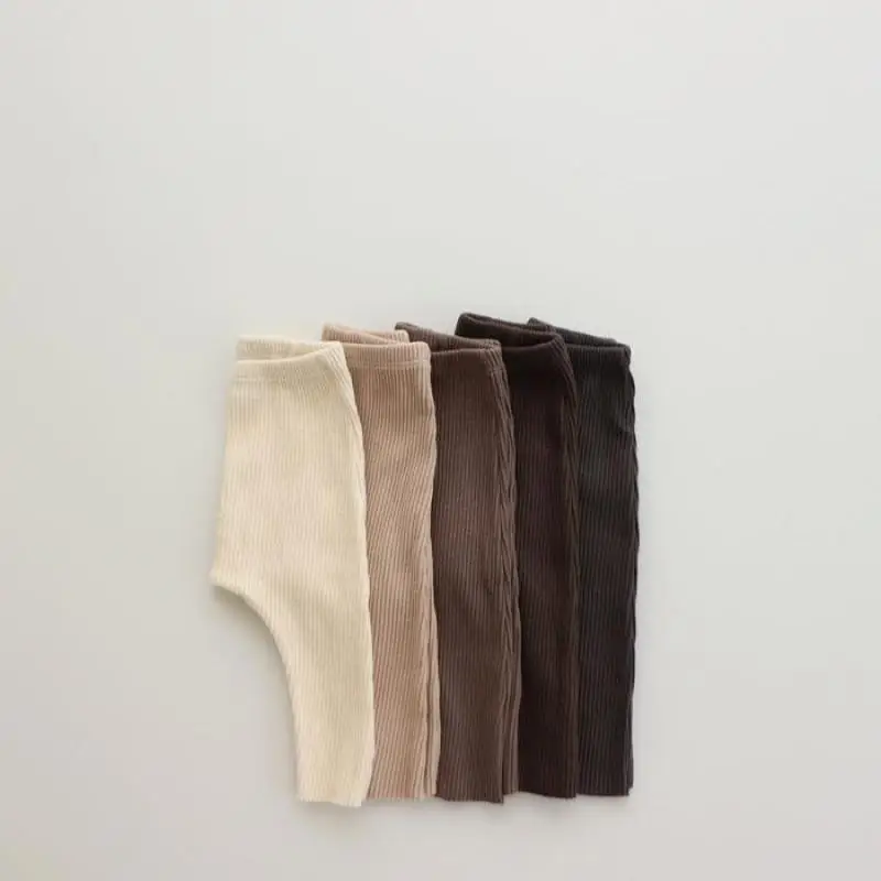 Baby Leggings Spring Autumn Ins Boy Girl Baby Ribbed Leggings Children Solid Tight Casual Pants Infant Fashion Cotton Trousers Toddler Clothes