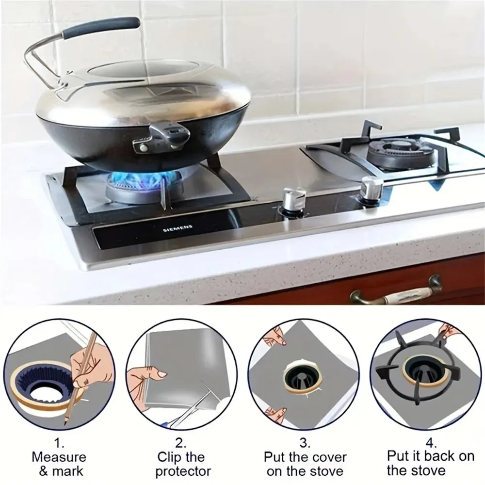 Gas Stove Protector 4/8PCS Stove Cover Liner Burner Kitchen Accessories Mat Cooker Cover