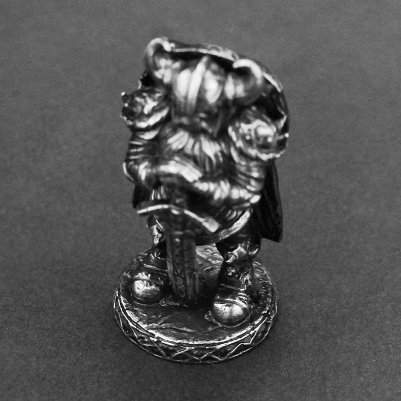 White Copper Viking Swordsman Figurine - Metal Brass Soldier Ornament Craft Decoration Accessory