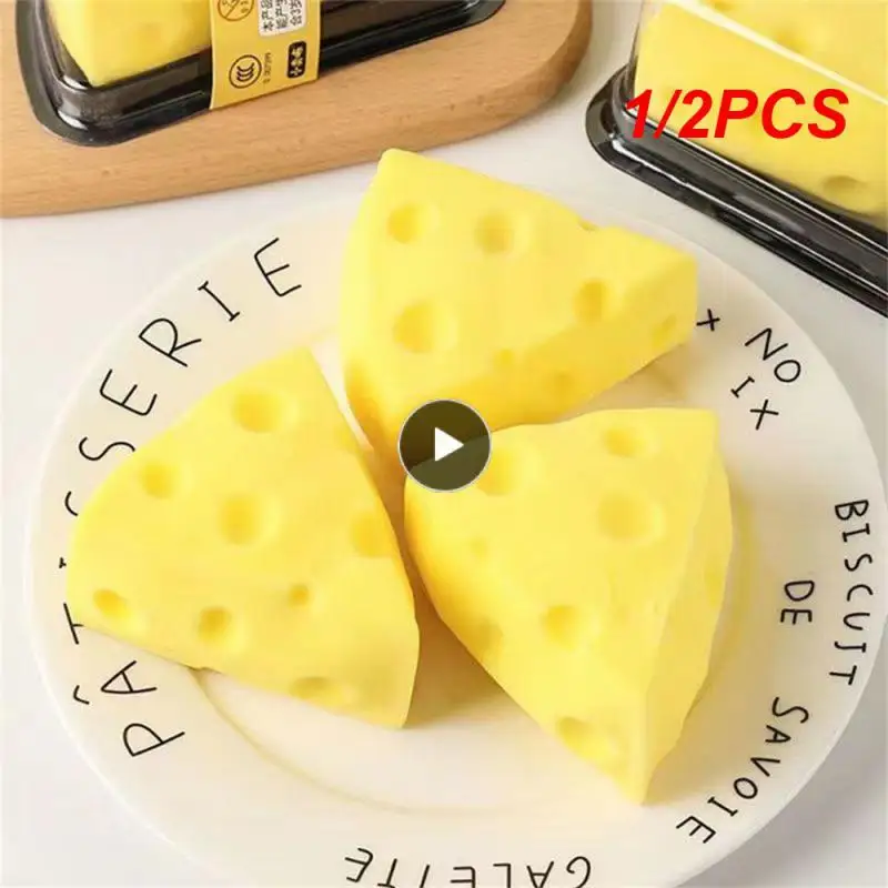 

1/2PCS Simulated Cheese Cheese Toy Silica Gel Not Easy To Break Soft And Easy To Pinch Simulation Cheese Shape Easy To Clean