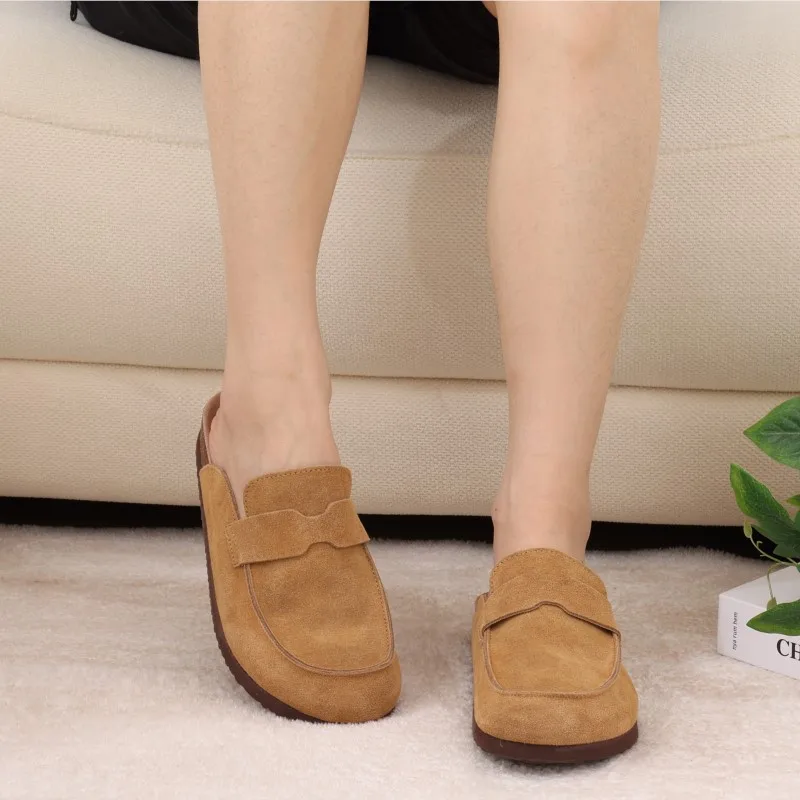 Bebealy Women's Suede New Genuine Mules Men Fashion Potato Shoes With Arch Support Comfy Cork Footbed Clogs Slippers_vogvips.com