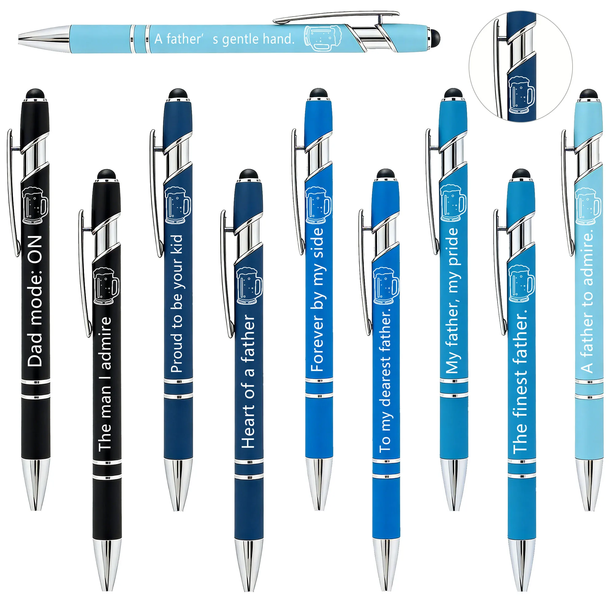 Deluxe Metal Touchscreen Ballpoint Pens - Father's Day Edition, Phrase-Activated Set.