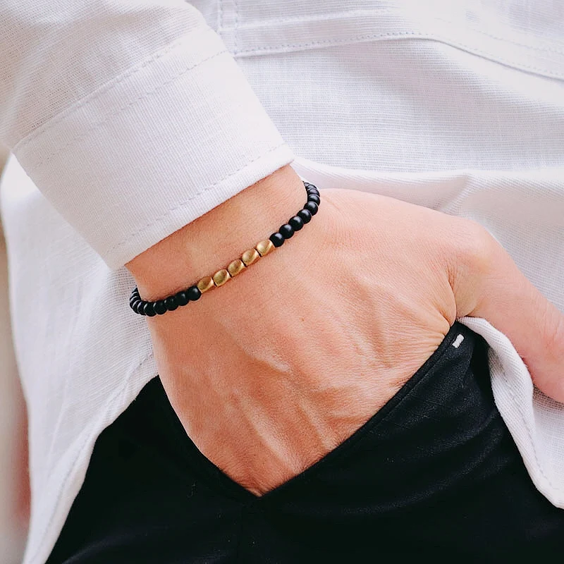 Mens Onyx Red Howlite Stone Bracelet Handmade Yoga Accessories