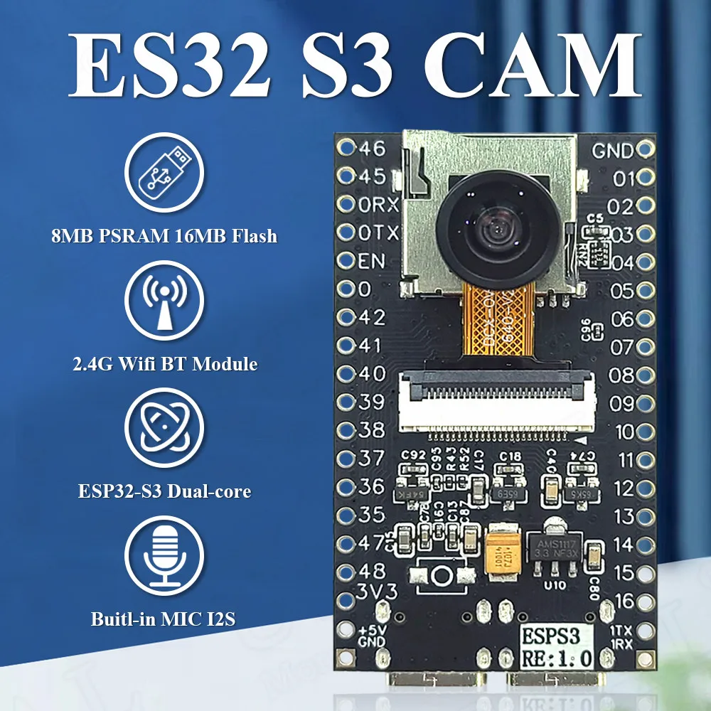 ESP32-S3-Development-Board-2-4G-Wifi-BT-Module-with-MIC-OV2640-Camera ...