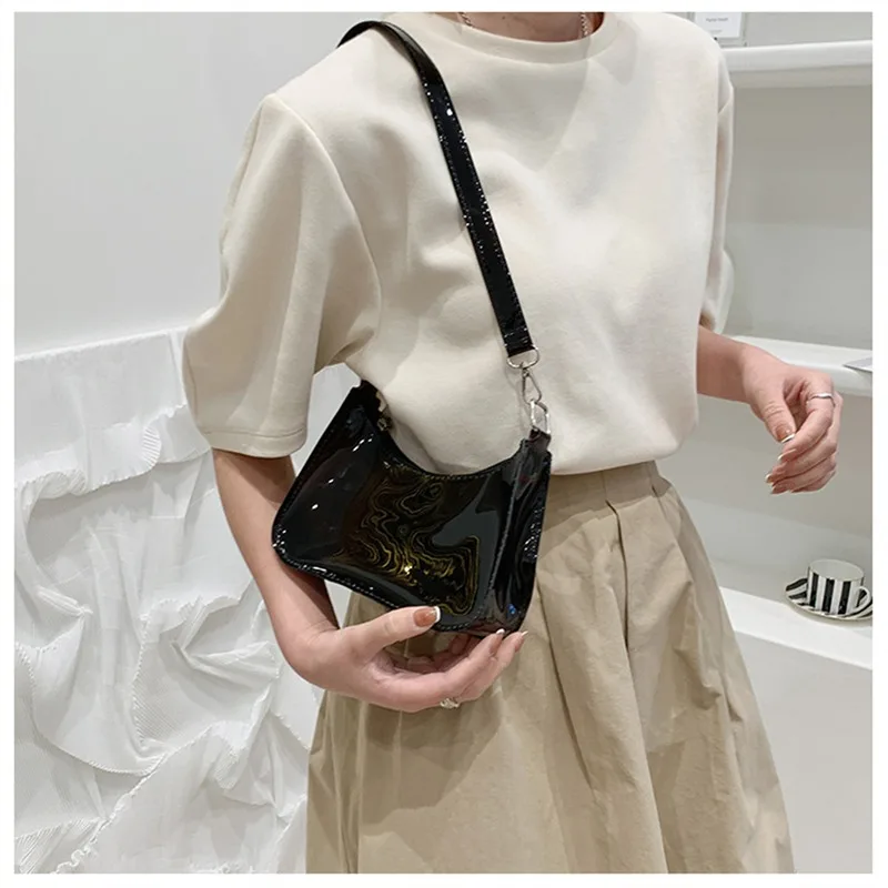 Shoulder Bag Clear Jelly Shoulder Bag For Women Y2K Small Zipper Underarm Purses & Fashion Handbag