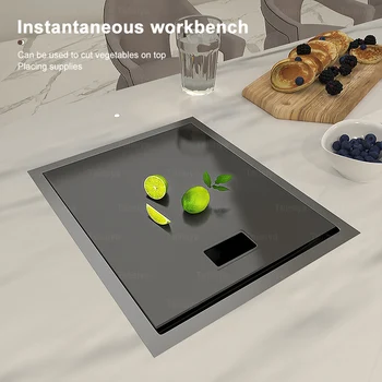 อ่างล้างจานในครัวที่ซ่อนอยู่บาร์อ่างล้างจานก๊อกน้ำแบบพับได้ท่อระบายน้ำท่อระบายน้ำอ่างล้างจานสเตนเลสขนาดเล็กสำหรับเวิร์กสเตชัน RV 2