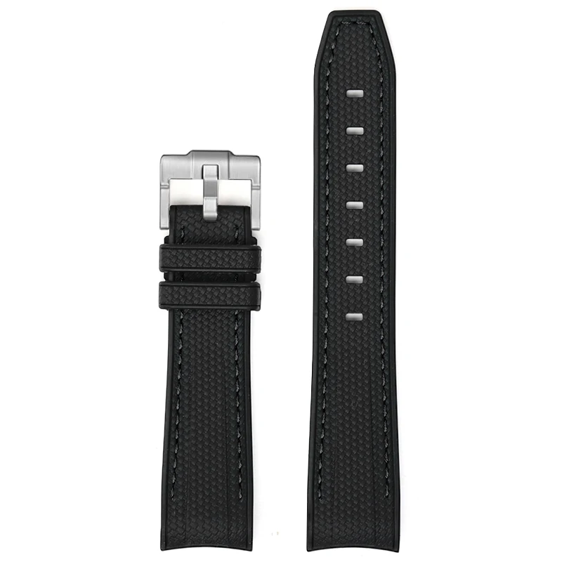 Diving Curved End Silicone Rubber Watch Strap, 20mm