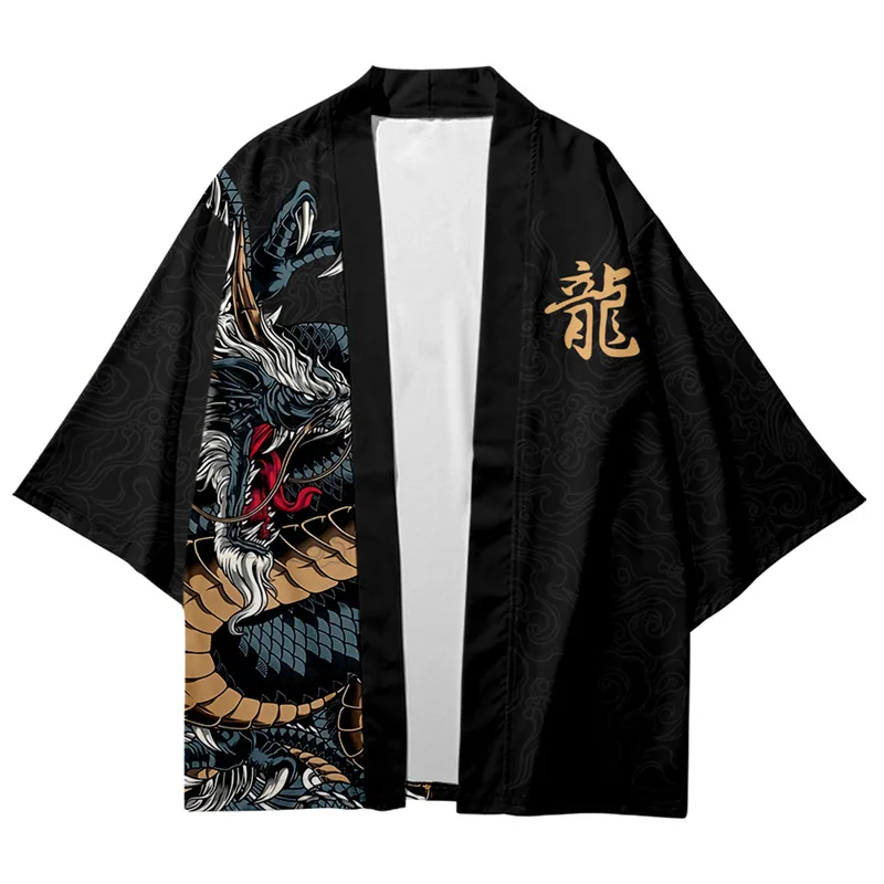 

Japanese Beach Yukata Clothing Cosplay Cardigan Shirts Fashion Geometry Print Casual Traditional Haori Women Men White Kimono