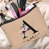 Linen Makeup Bag Customized Personalized Name Cosmetic Bag Bridesmaid Clutch Outdoor Travel Beauty  Bachelor Party Lipstick Bag 1