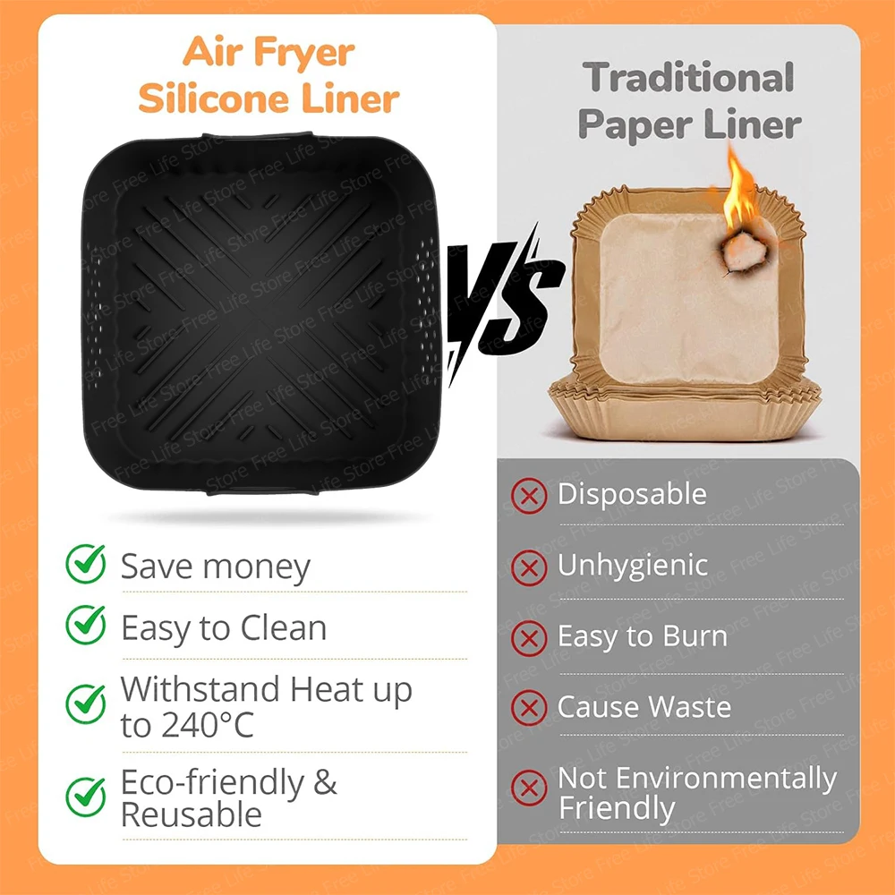 Heteluchtfriteuse accessoires 21CM - Airfryer accessoires Compatibel voor Philips 2000 Serie 6,2L (NA230/00), COSORI 5,5L 4,7L, Cecotec 6L, 4-delig: herbruikbare siliconenvorm, grillrooster, pizzapan