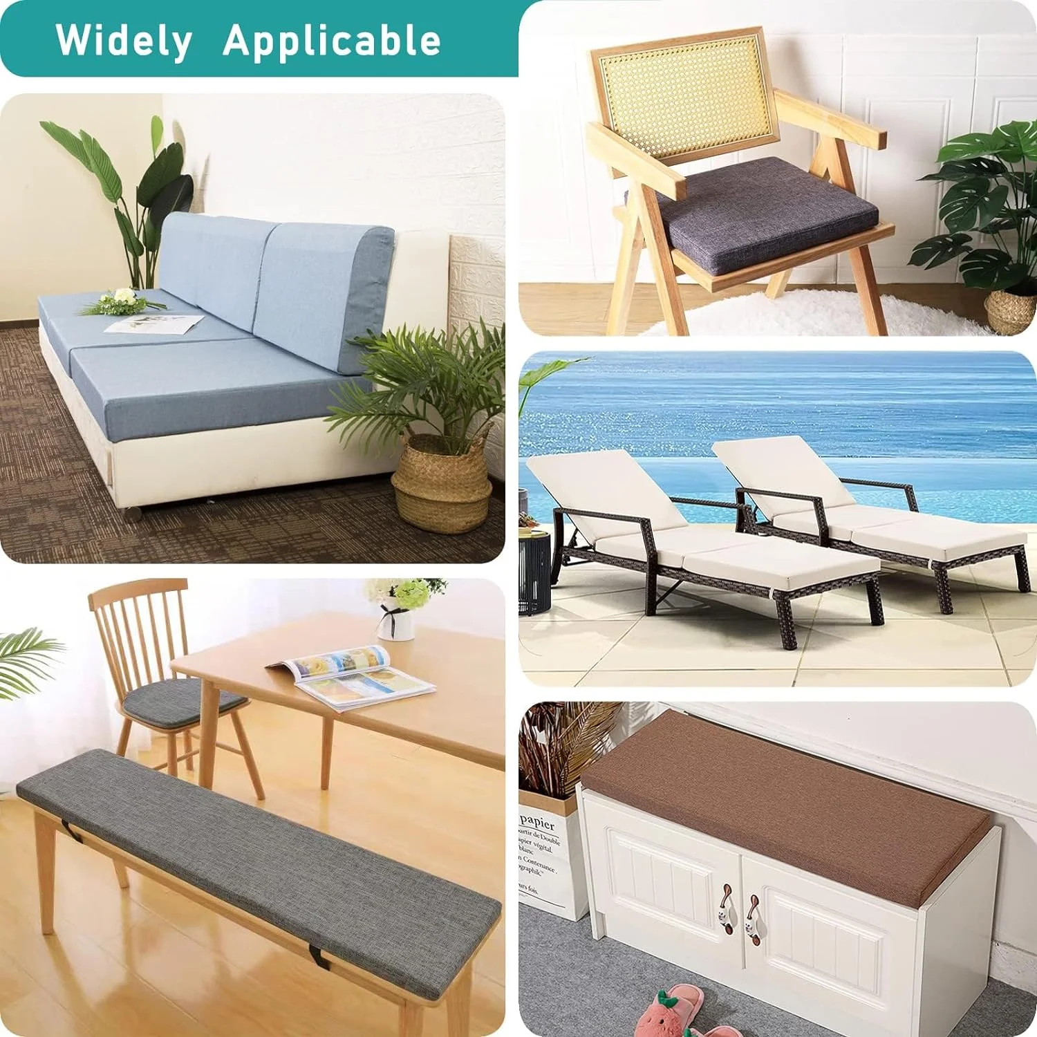 Custom Size Bench Cushions Indoor Personalized Size Seat Thick Cushions Soft Foam Furniture Cushions Long Chair Seat Pad Cushion 4