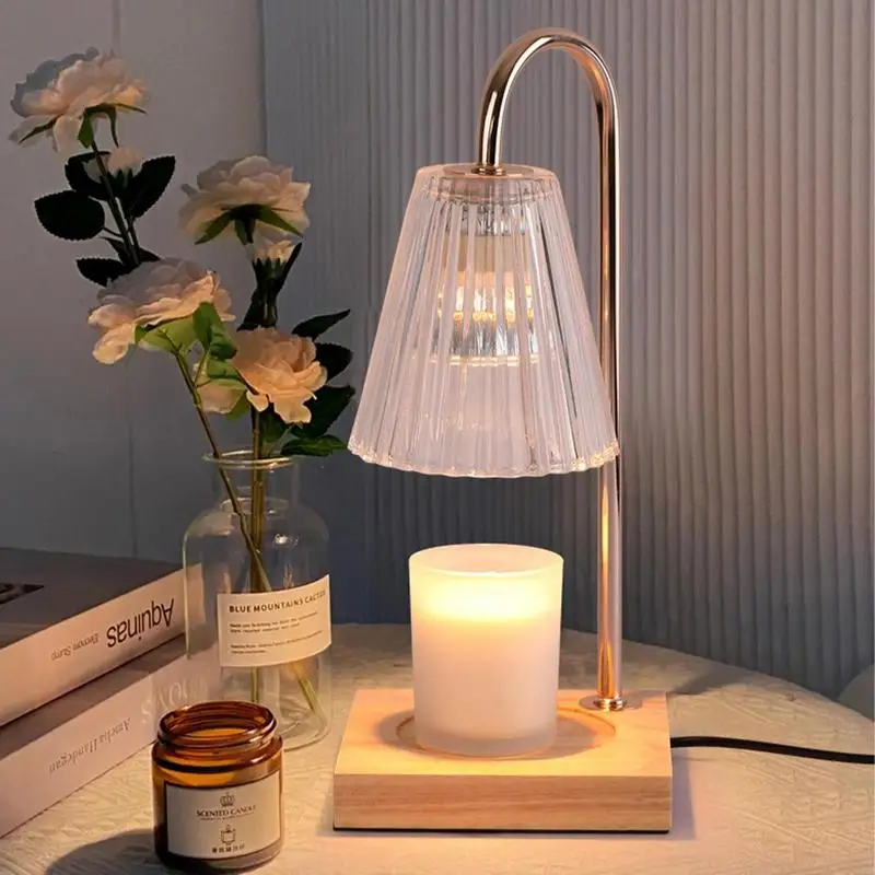 Wooden Led Lantern With Copper Roof And Battery Operated Candle