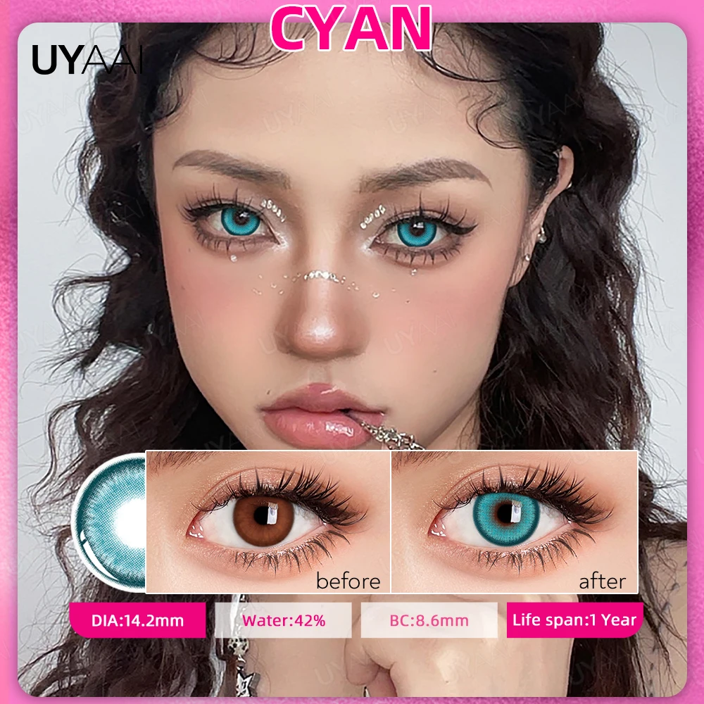Uyaai-カラーコンタクトレンズ,化粧品,ピンク色,アイシアン はつね