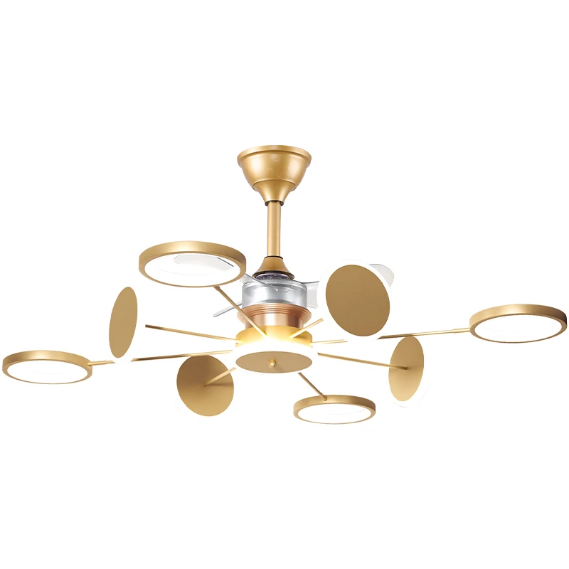 Light luxury living room invisible fan light new Nordic ceiling fan light dining room bedroom chandelier with integrated