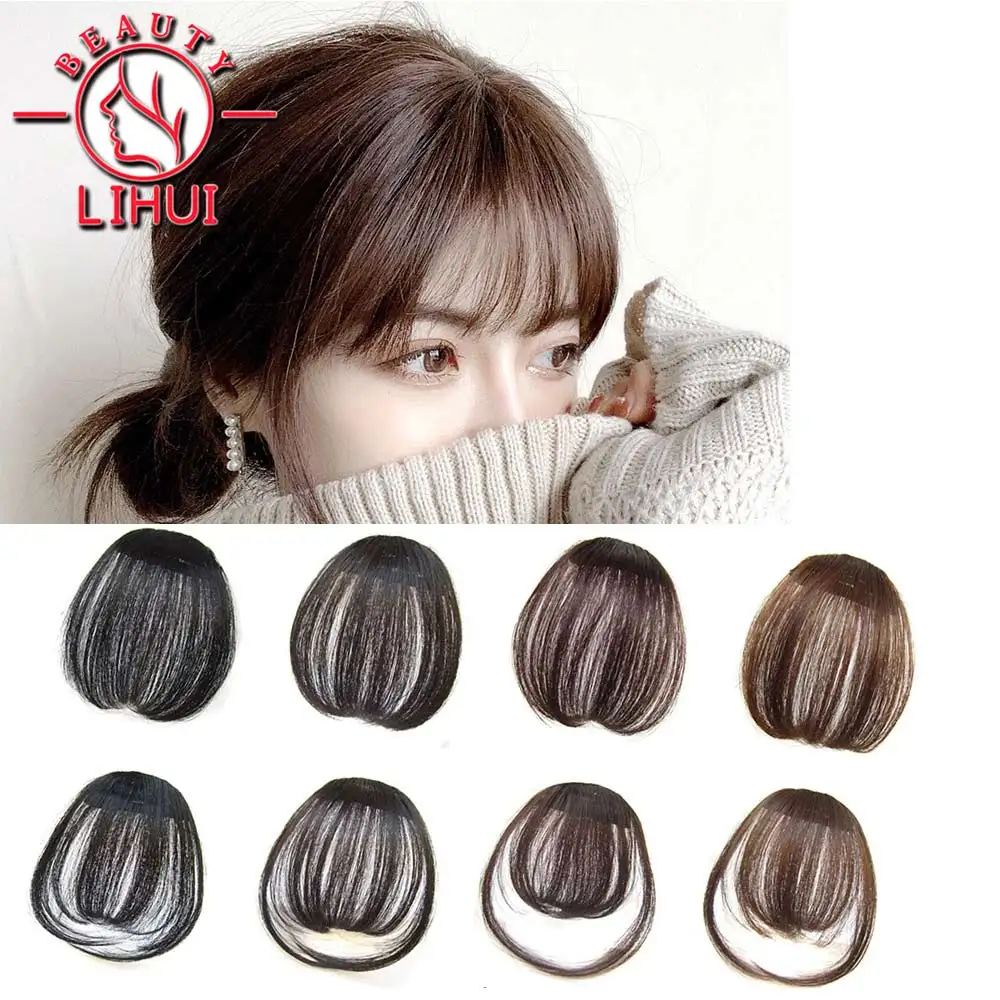 Synthetic Air Bangs Heat Resistant Hairpieces Hair Women Natural Black Light Brown Bangs Hair Clips For Extensions synthetic bangs
