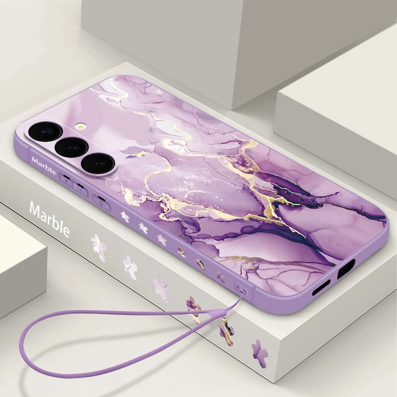 Marble Magnetic Lanyard Case with Built-in Metal Plate