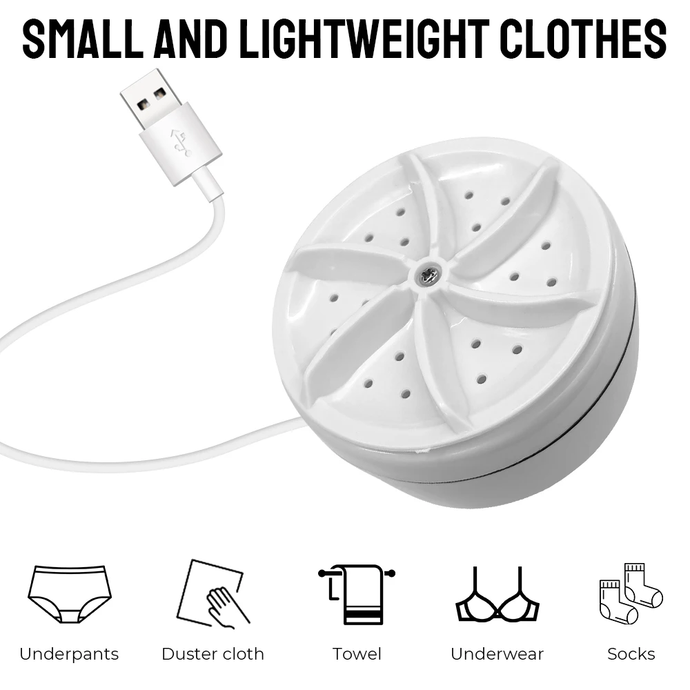 Washing Machine Mini Ultrasonic Rotating Turbine USB Multifunction Removes Dirt Clothing Wash Dishes Travel Home