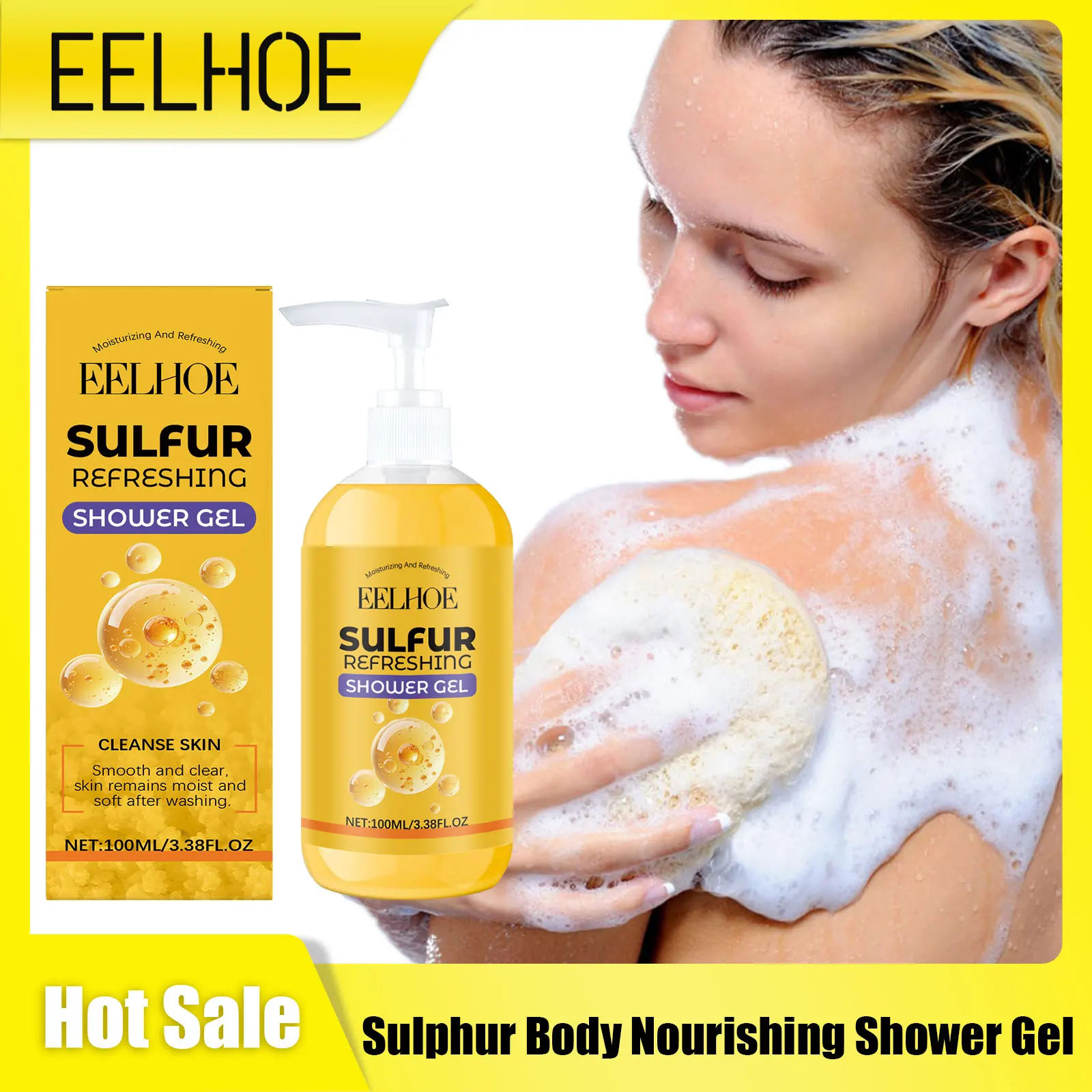 Sulfur Refreshing Shower Gel Deep Cleansing Oil Control Moisturizing Soothing Brightening Skin Improve Rough Skin Body Care
