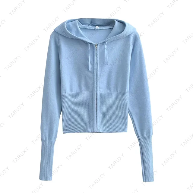 TARUXY Women Spring Outfits Casual Zipper Sweater Hoodie Set High