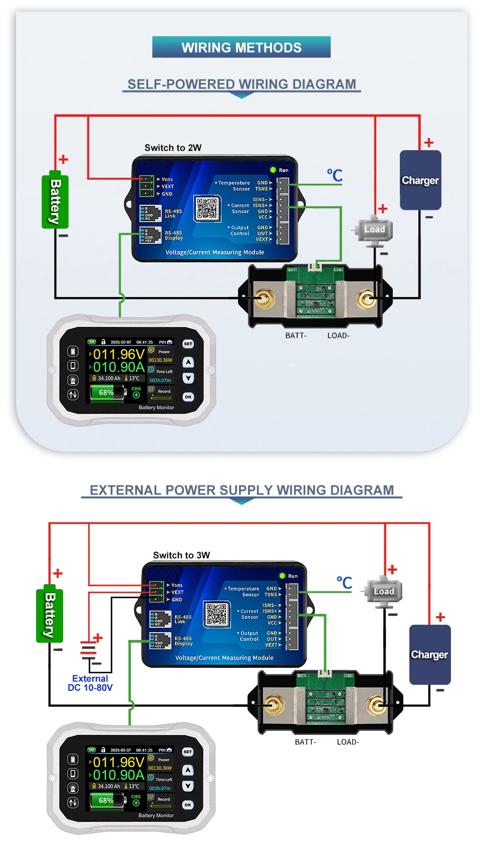 Bluetooth Battery Monitor KH110F KH140F KH160F Voltage And Current Tester Capaci