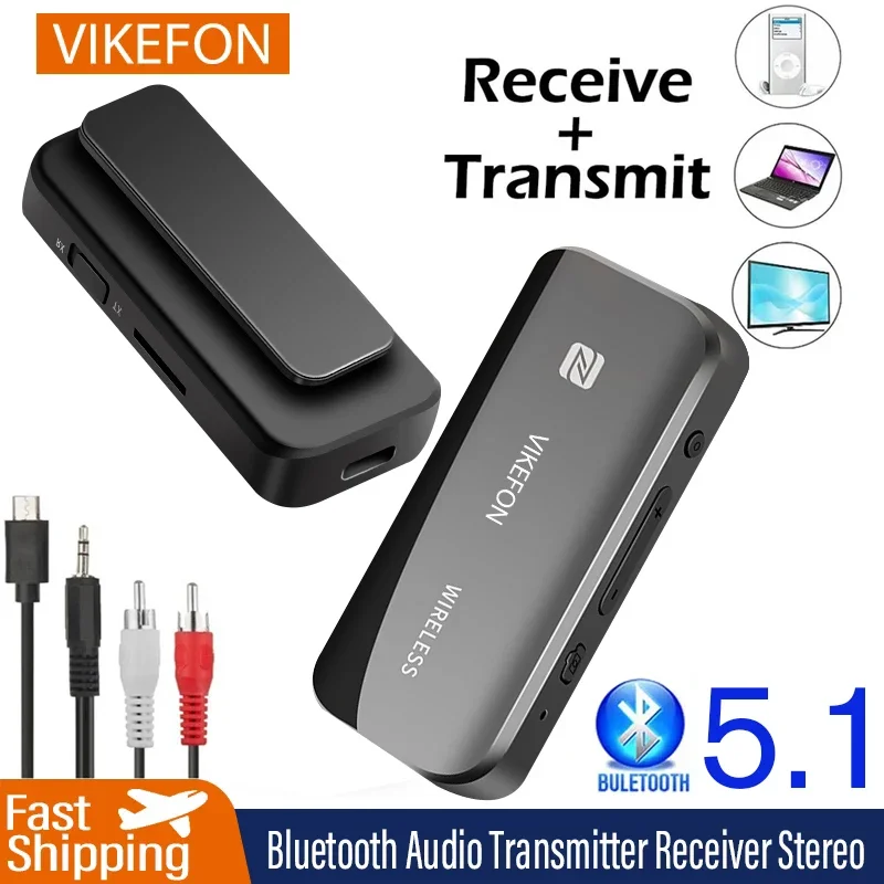 Bluetooth Adapter Bluetooth Audio Receiver Bluetooth Transceiver Adapter Audio Adapter Bluetooth Aux Adaptor Bluetooth 5.1 Audio Receiver Transmitter Aux Wireless Airplane NFC TF Card 3.5mm Jack Handsfree For TV PC Speaker Car