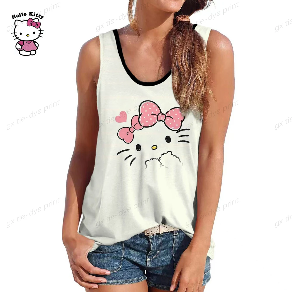 

Hot Sale Sexy Tanks Top Women Vest Hello Kitty Print Sleeveless Halter Top Camis Top Women Summer Vest Top 2023 New Summmer