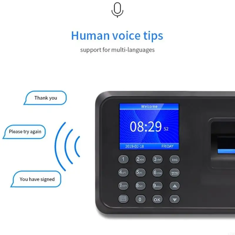 U75B Check-in Device Biometric Employee Time Attendance Machine Password Access Control EU Plug Fingerprint Recorder Device