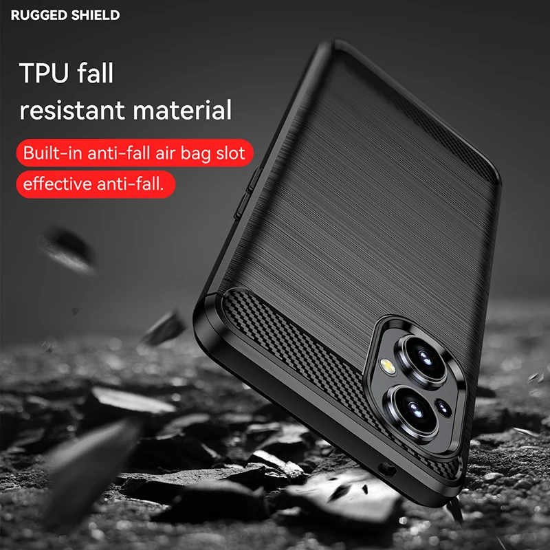 Sleek Carbon Fiber Bumper Rubber Silicone Case - Enhanced Protection