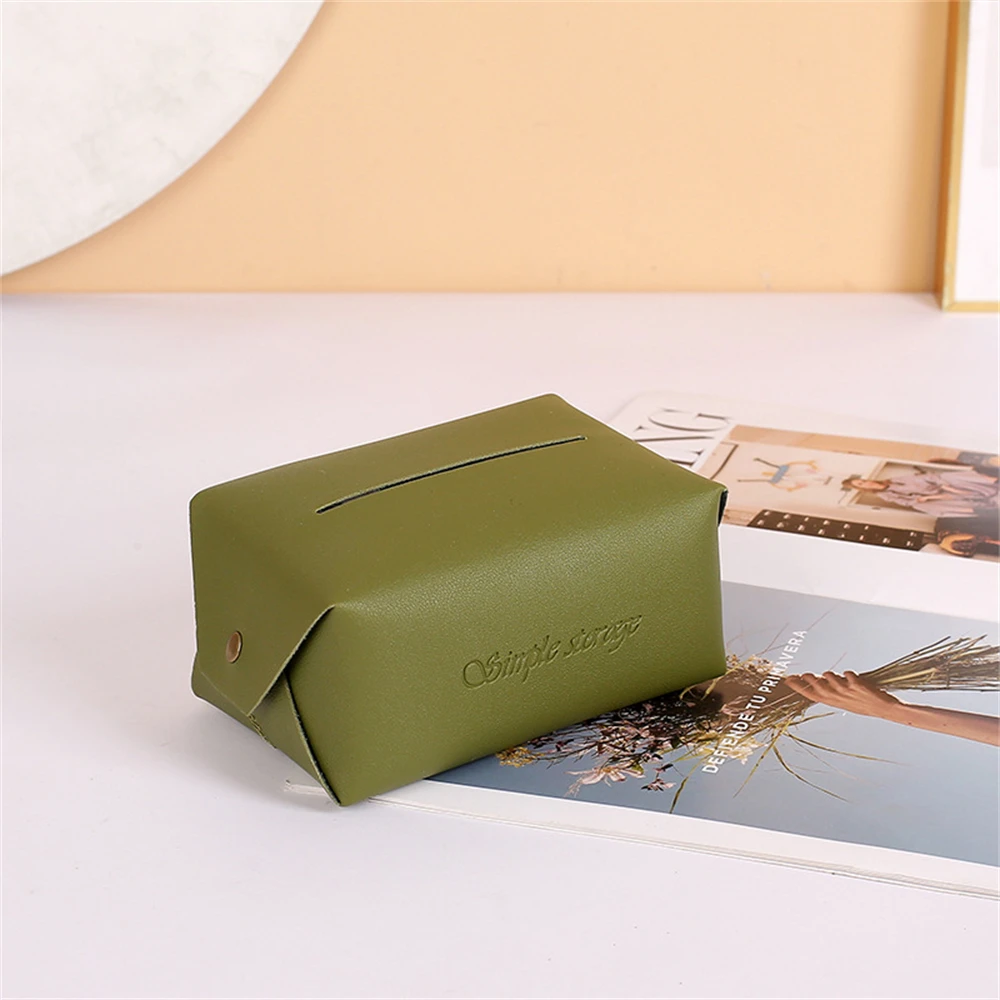 Nordic PVC Leather Tissue Box, Portable, Desktop, Toilet Paper Holder, Napkin Storage Box, WC Paper Container, Home Decoration 5