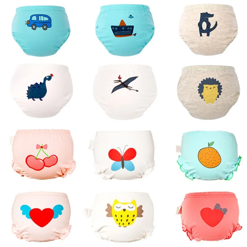 

Cute Baby Underwear Reusable Cloth Underpants Washable Babies Children Cotton Training Pants Panties Nappy Changing 3pc/lot