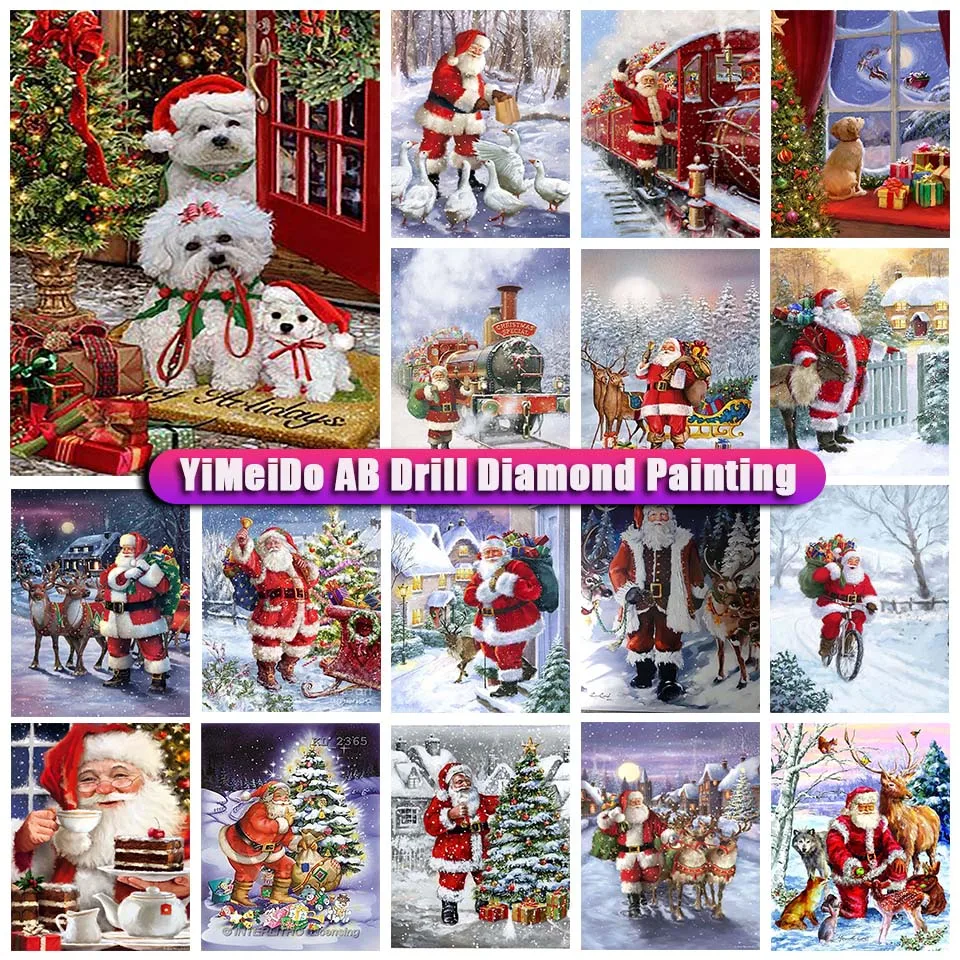 

YiMeido AB Diamond Painting Christmas Holiday Santa Claus Cross Stitch New Arrival 5D DIY Diamond Embroidery Mosaic Cartoon Kit