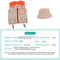 Kit d'explorateur de costumes pour enfants, costume d'aventures d'exploratrice pour enfants comprenant gilet et chapeau, cadeau pour enfants pour ensemble d'aventures en plein air 2