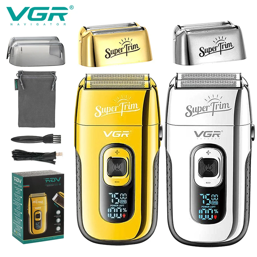 

VGR Shaver Professional Razor Rechargeable Beard Trimmer Portable Shaving Machine Digital Display Razors for Shaving Men V-332