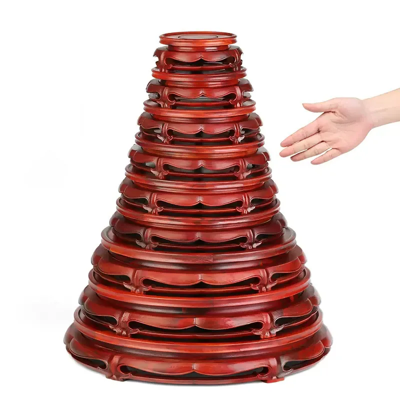 Solid Wood Carving Flowerpot Base, Vase Decoration, Buddha Handicraft Bracket, Rotatable, 360 °