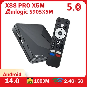 X88 PRO X5M Smart TV Box Android 14 Amlogic S905X5M 4GB 64GB Wifi6 4K 2.4G/5G Dual WIFI 1000M LAN BT Set Top Box Media Player