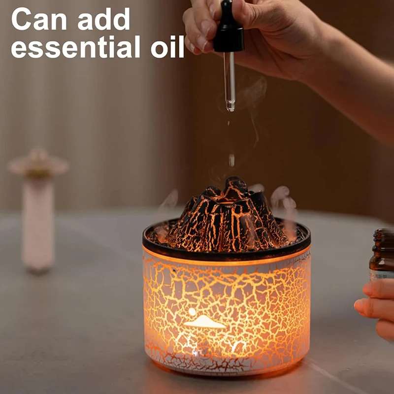Volcanic Flame Humidifiers Air Aroma Diffuser 180 Ml Essential Oils Humidifiers With Night Light Flame Diffuser For Bedroom