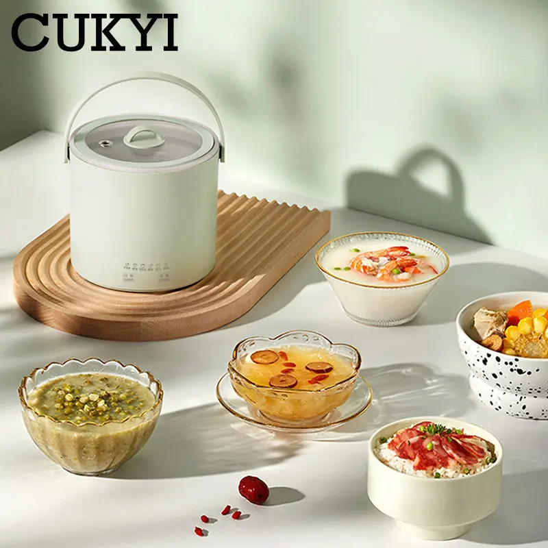 Portable Multicooker large caliber Stew Pot Slow cooker Non-stick Rice Cooker Reservation Noodles Boiler Portable Crock Pot 0.8L 6