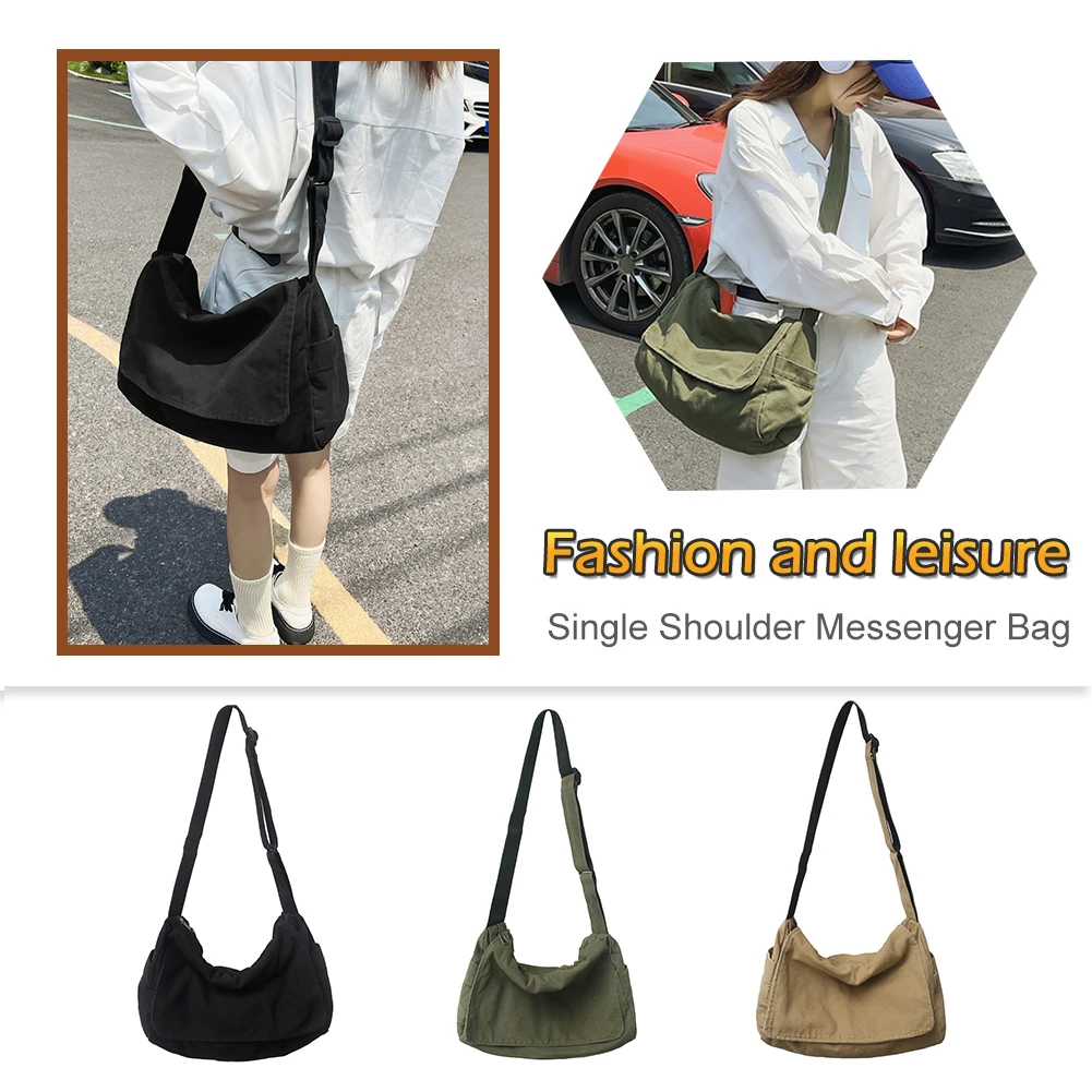 Women Canvas Messenger Bag Versatile Retro Crossbody Bag Adjustable Strap Tote Sling Bag Distressed Satchel Bag Commuting Bag