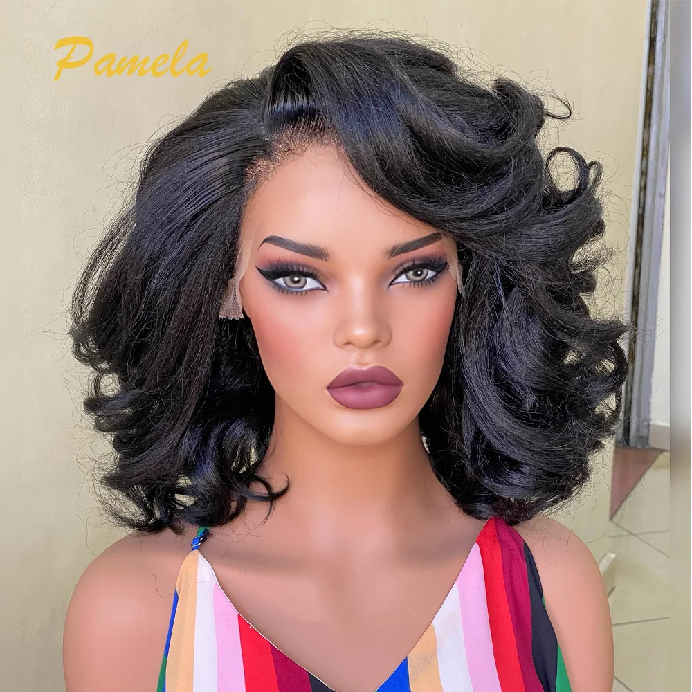 Loose Deep Wave And Kinky Straight Glueless Human Hair Wigs Ready To Wear 250% Density 9x6 Lace Closure Human Hair Wigs