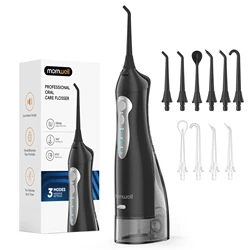 Portable Cordless Water Dental Flosser - 4 Jet Tips, 3 Pressure Modes, IPX7 Waterproof Oral Care System (Black Set 1)