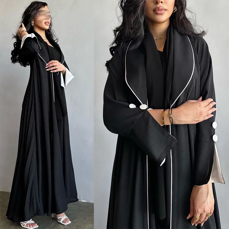 

Длинный женский кардиган Abaya, осенне-зимнее элегантное платье Дубая, модная одежда на пуговицах с длинными рукавами, Средний Восток