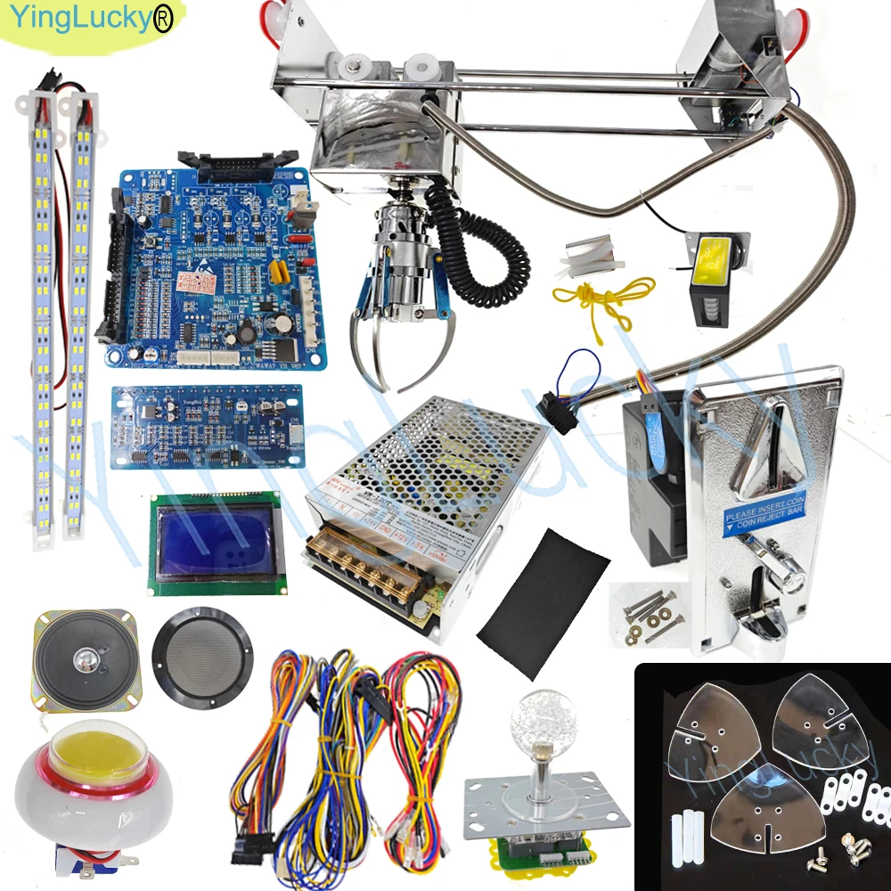 Mini claw machine kit 30cm Gantry Toys Crane Vening Machine DIY Kit LCD Game Board 24V Power LED Joystick Sensor Coin Acceptor