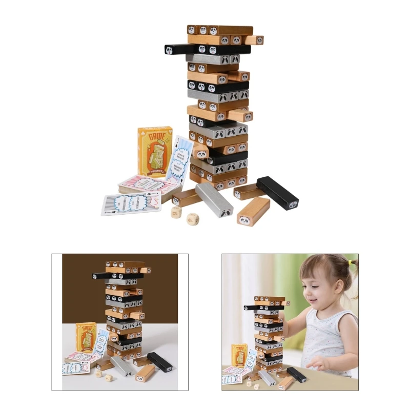 

Wooden Stacking Tower Toy Hand Ability Training Block Toy Tumbling Towel Parent-Child Interaction Table Game Kids Gift
