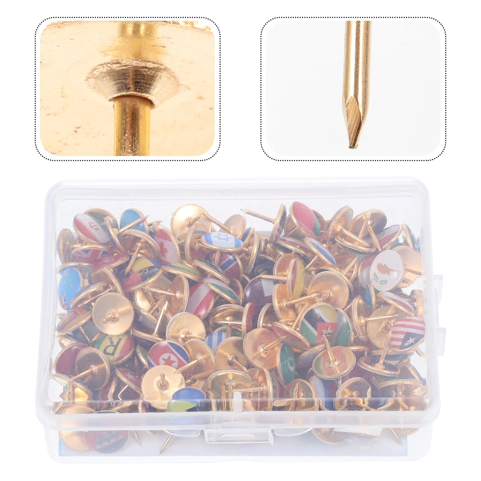 

194pcs Creative Push Pin Map Tacks National Flag Glue Thumbtack Notice Board Markers