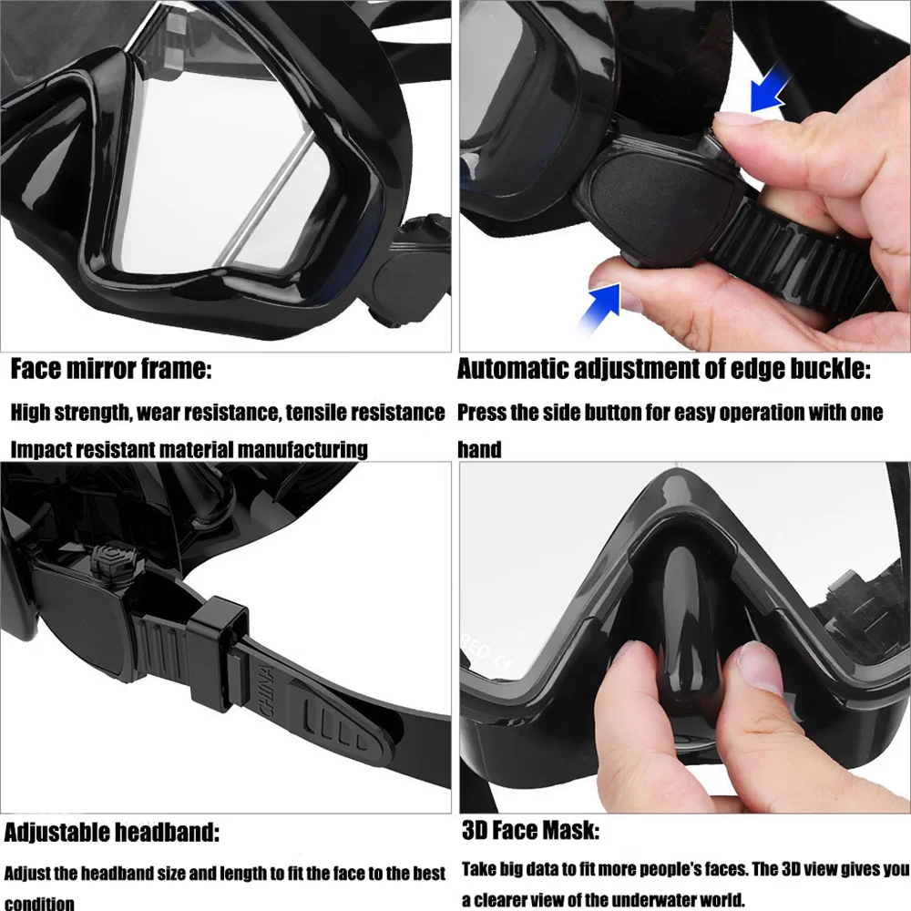 Three-Lens Snorkeling Water Ski Welding Mask for Men and Women Anti-Fog Goggles Panoramic Underwater Suitable Both Men and Women 6