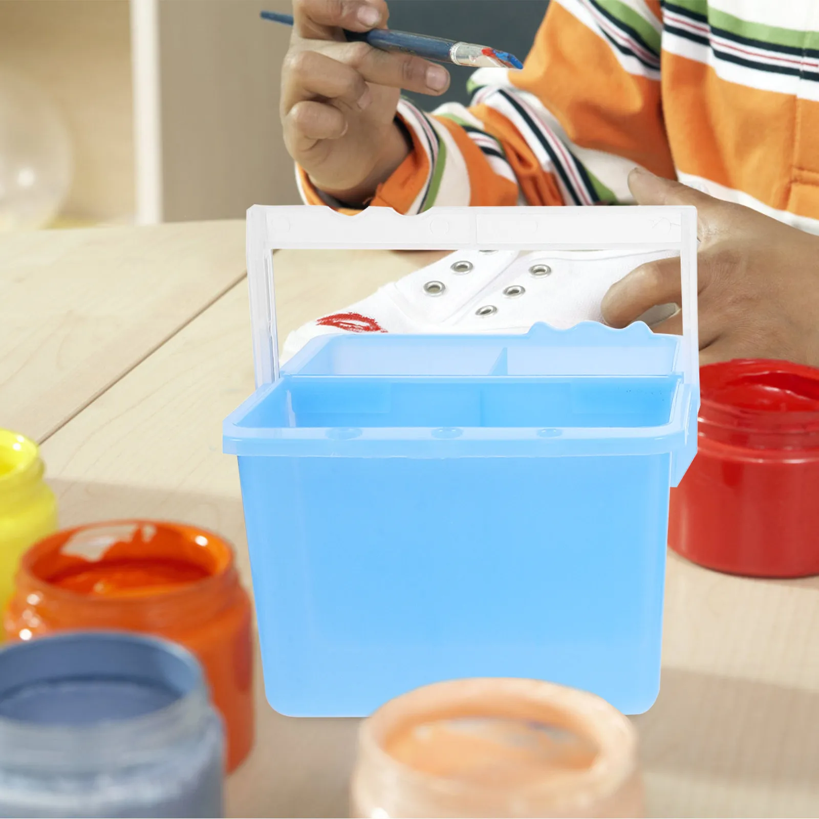 2Pcs 브러시 와셔 페인트 브러시 클리너 예술가를위한 다기능 물통 스탠드 휴대용 수채화 팔레트 홀더 매일 사용